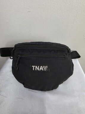 TNA Black Nylon Waist Pack with Front Zip Pocket